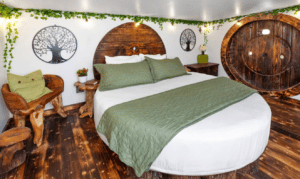 Photo of the bedroom of the Airbnb Hobbit House located near Dallas