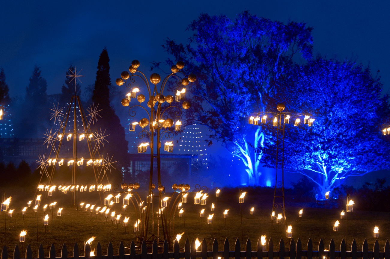 Image of the Fire Garden at Chicago Botanic Garden's Lightscape