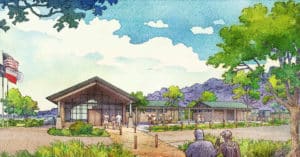 Rending of the Visitor Center at Palo Pinto Mountains State Park