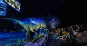 Image showing a dinosaur interacting with the audience as part of a Jurassic World Live Show