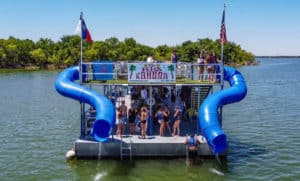 Image showing people aboard The Wave party barge in Lynn Creek Marina south of Dallas