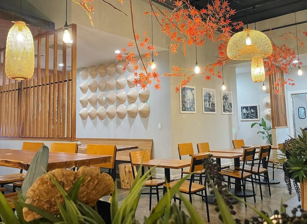 Plant-filled interiors at Ngon Vietnamese Kitchen in Dallas