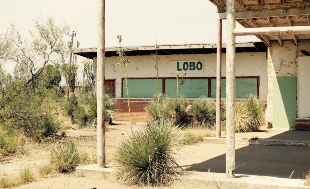 Image showing an abandoned gas station in the West Texas ghost town Lobo
